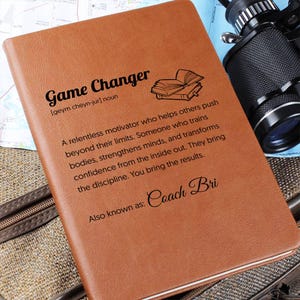 Personalized Personal Trainer Journal Gift – Custom Game Changer Fitness Notebook image 1