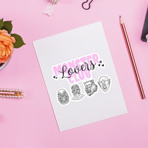 Monster Lovers Club Sticker | Monster Halloween Sticker | Spooky Gift | Pastel Goth Sticker | Classic Monster | Horror Movie Lover | Gothic