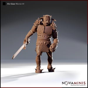 Fire Giant Warrior | 32mm Scale | All Tabletop RPG Compatible | Unpainted Figure