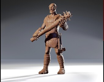 Stone Giant Guardian w/ Mace | 32mm Scale | All Tabletop RPG Compatible | Unpainted Figure