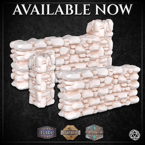 Mur de pierre | Décor en résine à l'échelle 32 mm | Pièce de terrain TTRPG de table | D&D, Pathfinder, Wargaming