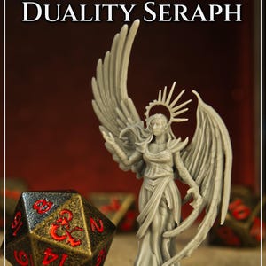 Duality Seraph Mini | Angelic-Demonic Resin TTRPG Mini | Celestial Fallen Angel | Fantasy Tabletop Figure