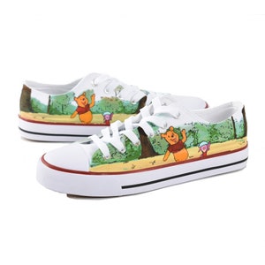 Winnie Hand Painted Canvas Shoes Custom Cartoon Sneaker Personalited Custom Gift