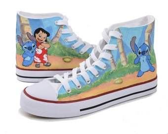Design Lilo and Stitch Low Top Canvas Sneakers for Men Womens Gifts 