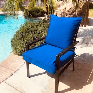 Outdoor 2pc Cushions - Quality, Durable, Water Resistant and Comfy. Cleans easy. Firm Seat 23.5" x 23.5" x 4.5" Soft Back 22.5" x 22.5".