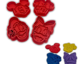 Tagliabiscotti a forma di Topolino, Minnie, Paperino e Daisy