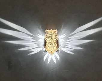 Lampe LED à montage mural en forme d'ailes de hibou avec adaptateur