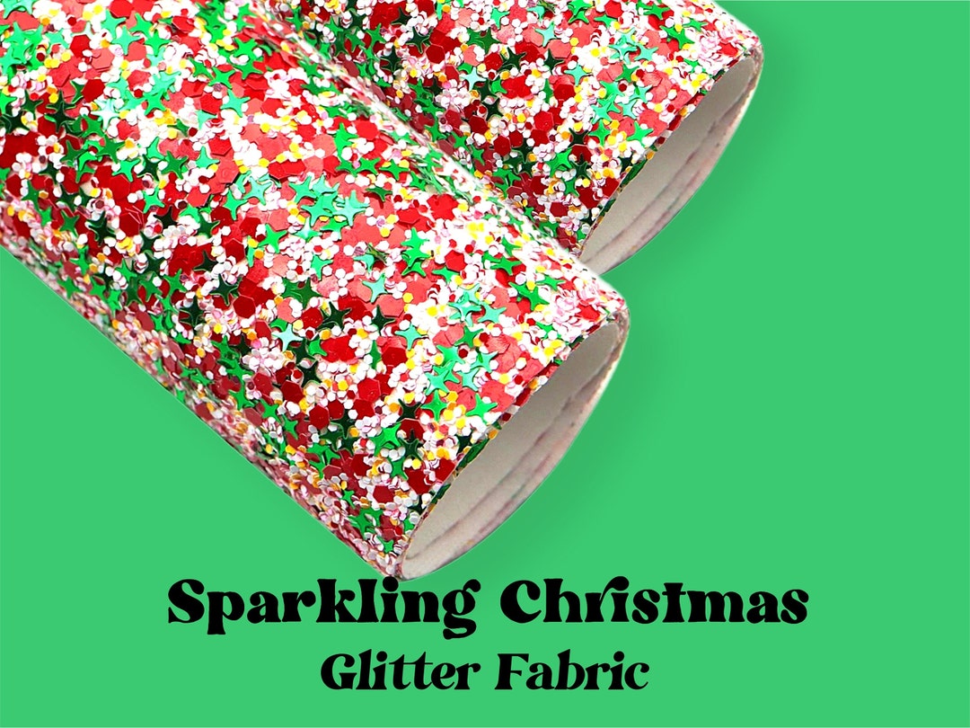 Christmas Chunky Glitter Fabric Sheet Sequin Glitter Canvas in Red
