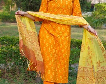 Yellow Chikankari Kurta Set – Embroidered Indian Outfit
