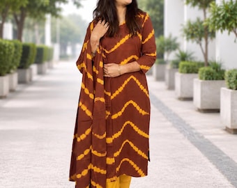Hand Block Printed Cotton Kurta Set, Indian ethnic Salwar Kameez Suit