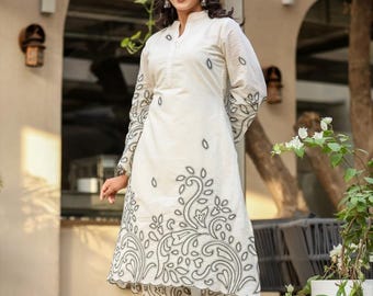 Embroidered Kurta Palazzo Set | Cotton Indian Ethnic Wear for women