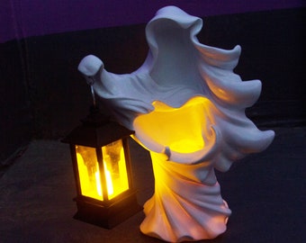 Messaggero dell'inferno con lanterna, halloween, lanterna fantasma, ornamento in resina, piccola lanterna