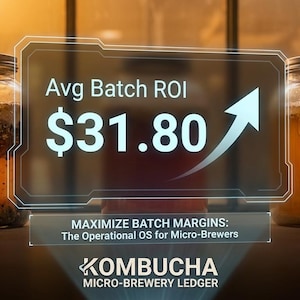 Kombucha Micro-Brewery Ledger | Batch ROI Calculator, SCOBY Tracker (Google Sheets)