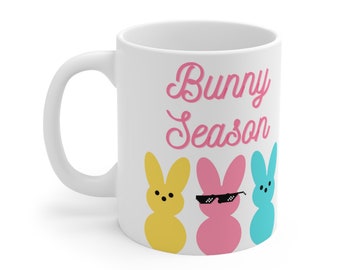 Bunny Season Easter Coffee Cup, Easter Coffee Mug, Gift for Her, Holiday Gift, Easter Bunny Mug, Easter Basket Gift Stuffer Mug