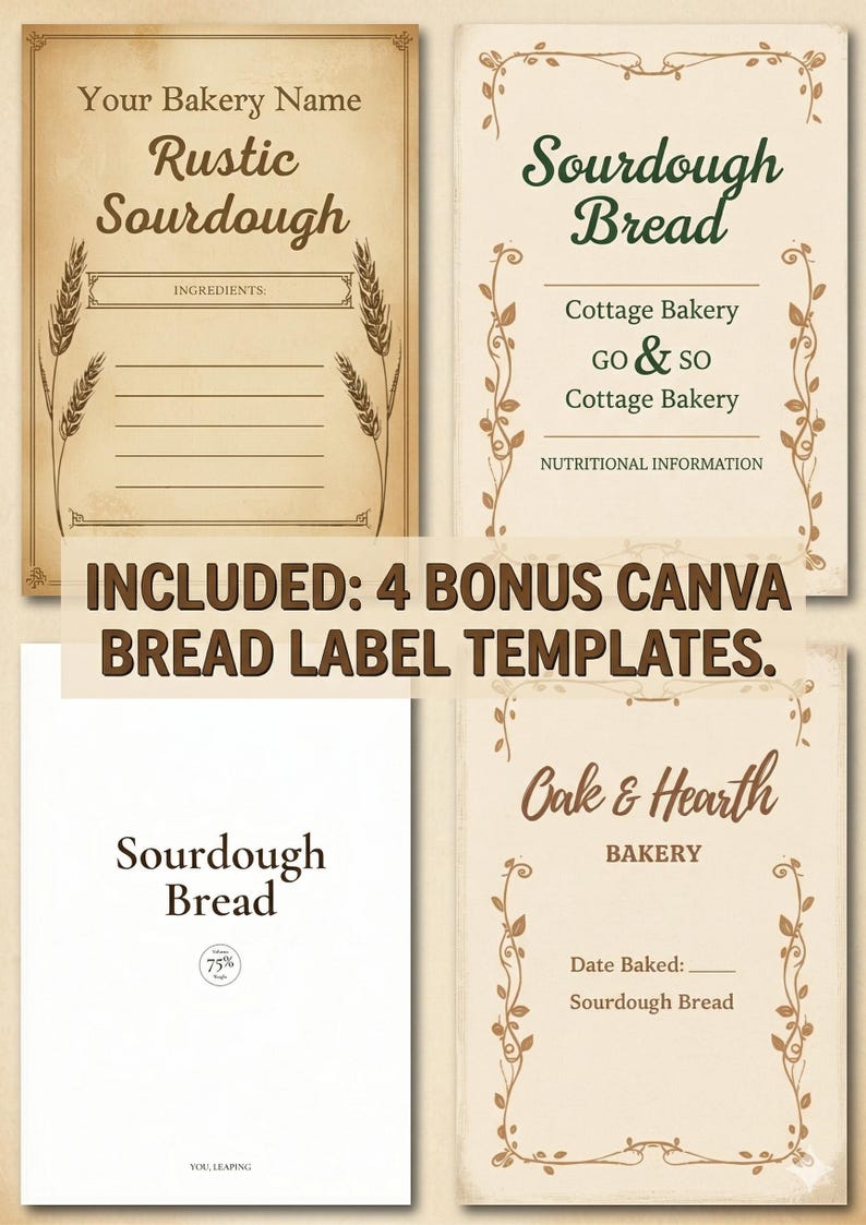 Sourdough Bread Label Template Canva | Micro Bakery Cost Calculator ...