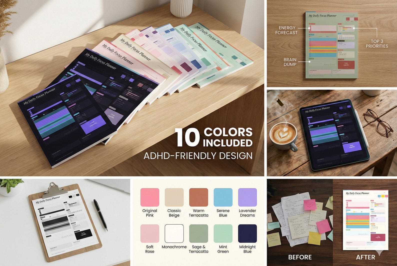 ADHD Daily Planner Bundle – Executive Function Tool, Energy Forecast ...