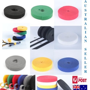 Hook and & Loop Back to Back Tape Strap Rolls Black White Blue Red Grey Green Yellow Roll 5m Length Various Widths Like Velcro