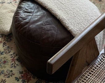 Vintage De Sede Leather Patchwork Pouf Ottoman