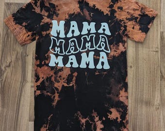MAMA MINI matching adult // bleached soft style Distressed Acid Washed T-Shirt
