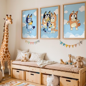 Láminas azules / Conjunto de láminas azules / Arte mural / Habitación infantil / Guardería / Decoración de habitaciones / Láminas / Televisión / Bingo / Arte digital /