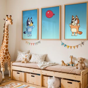Láminas azules / Conjunto de láminas azules / Arte mural / Habitación infantil / Guardería / Decoración de habitaciones / Láminas / Televisión / Bingo / Arte digital /
