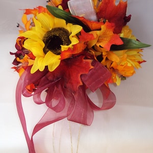 Bouquet de mariée automne - Bouquet de mariée tournesol - Bouquets de mariage jaunes - Bouquets de mariage artificiels - Abordable - Bouquet de demoiselle d'honneur