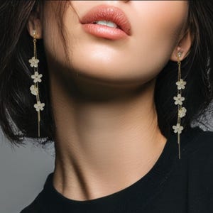 Pendientes colgantes florales dorados, joyería nupcial bohemia con estilo