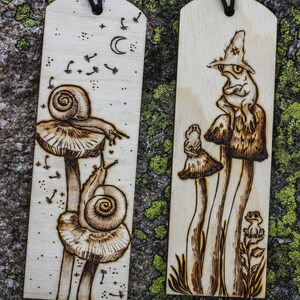 Frog Bookmark Woodburned in a Goblincore Theme, Handmade Pyrography ...
