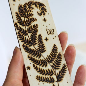 Fern Art Bookmark in Goblincore Theme, Handmade Pyrography Gift for ...