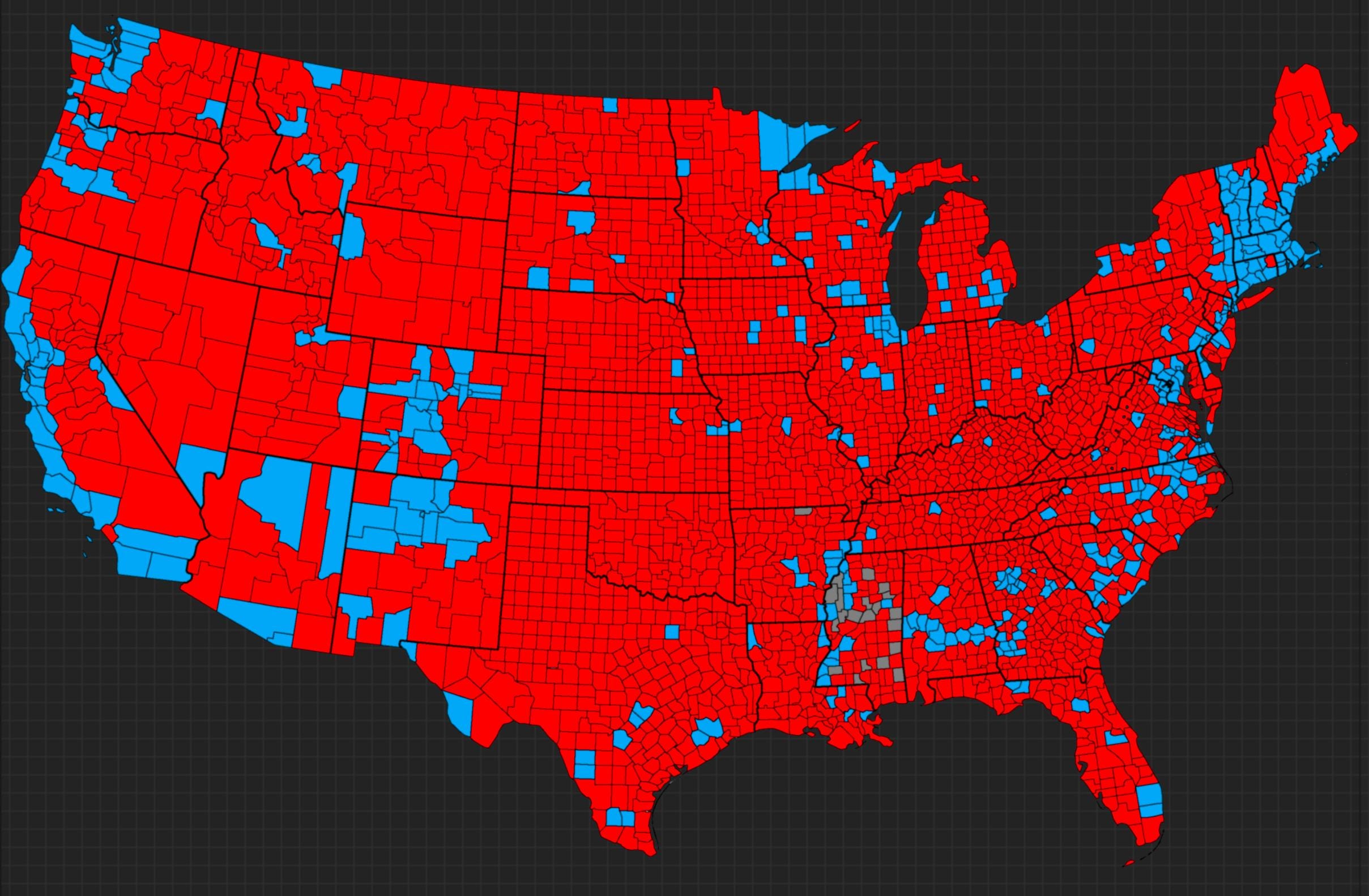 2024 Election Results Map by County