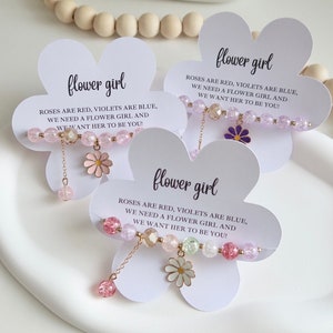Blumenmädchen Armband werden Sie mein Blumenmädchen Vorschlag Geschenk sein Personalisierte Blumenmädchen Karte Armband Kinder Blumenmädchen Schmuck Geschenk