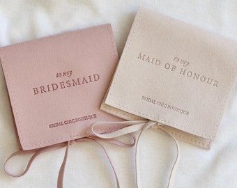 Bridesmaid gift pouch with tie maid of honour wedding present bridesmaid jewellery pouch bridal party gift bridesmaid earrings necklace