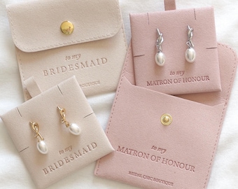 18k Gold Plated Pearl Knot Earrings: Bridesmaid Jewelry Gift