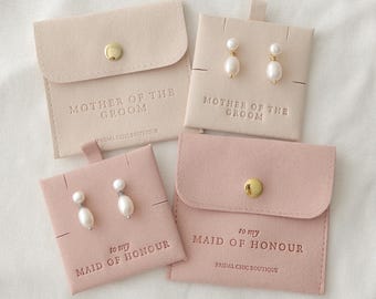 Sterling Silver Pearl Earrings, Bridal Jewelry, Wedding Bridesmaid’s gifts, Maid of Honour Gift, Bridesmaid Jewellery, Bridesmaid Gift Pouch