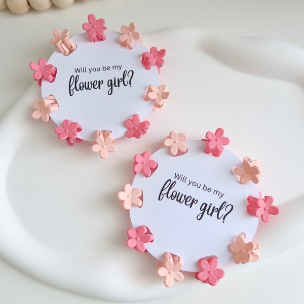 Flower Girl Hair Clip Will You Be My Flower Girl Proposal Gift Personalised Flower Girl Card Floral Clips Kids Pack Hair Clips Flower Mini