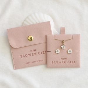 Flower girl necklace 18k gold plated will you be my flower girl proposal gift personalised gift flower earrings gift flower girl jewellery
