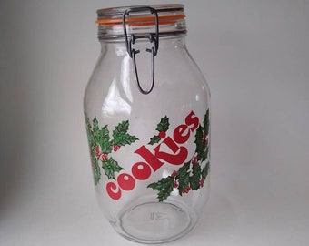 Vintage Cookie Jar | Hinged Lid | 3 Liter | Christmas Holly