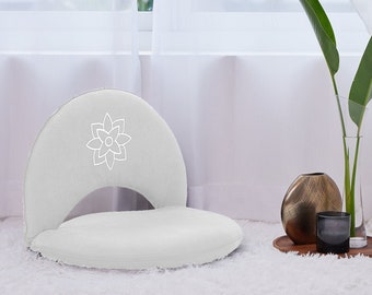 White Small Floor Chair, Foldable Meditation Chair, Floor Cushion, Meditation Cushion with Back Support, Yoga Gifts