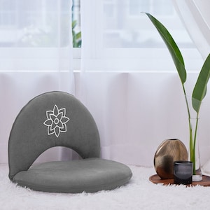 Gray Small Floor Chair, Foldable Meditation Chair, Floor Cushion, Meditation Cushion with Back Support, Yoga Gifts