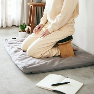 Padded Meditation Bench, Folding Seat With Cushion, Bamboo Seiza