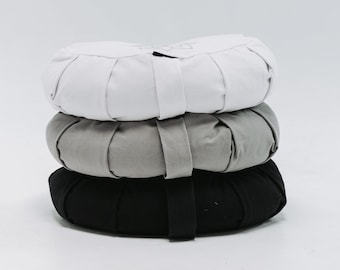 Crescent Meditation Cushion, Cotton Zafu, Buckwheat Pillow, Floor Cushion, Large Floor Pillow, Yoga Gifts