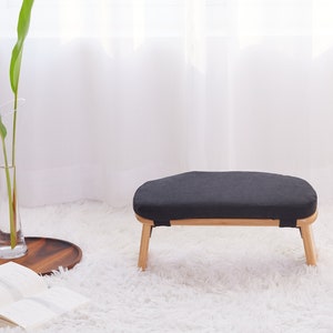 Padded Meditation Bench, Folding Seat with Cushion, Bamboo Seiza Bench, Folding Yoga Seat, Yoga Gifts, Floor Cushion image 2
