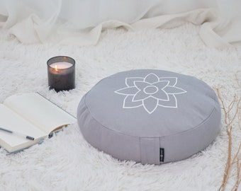 Round Meditation Cushion, Yoga Pillow, Gray Meditation Pillow, Floor Pillow, Buckwheat Zafu, Yoga Gifts, Meditation Gift