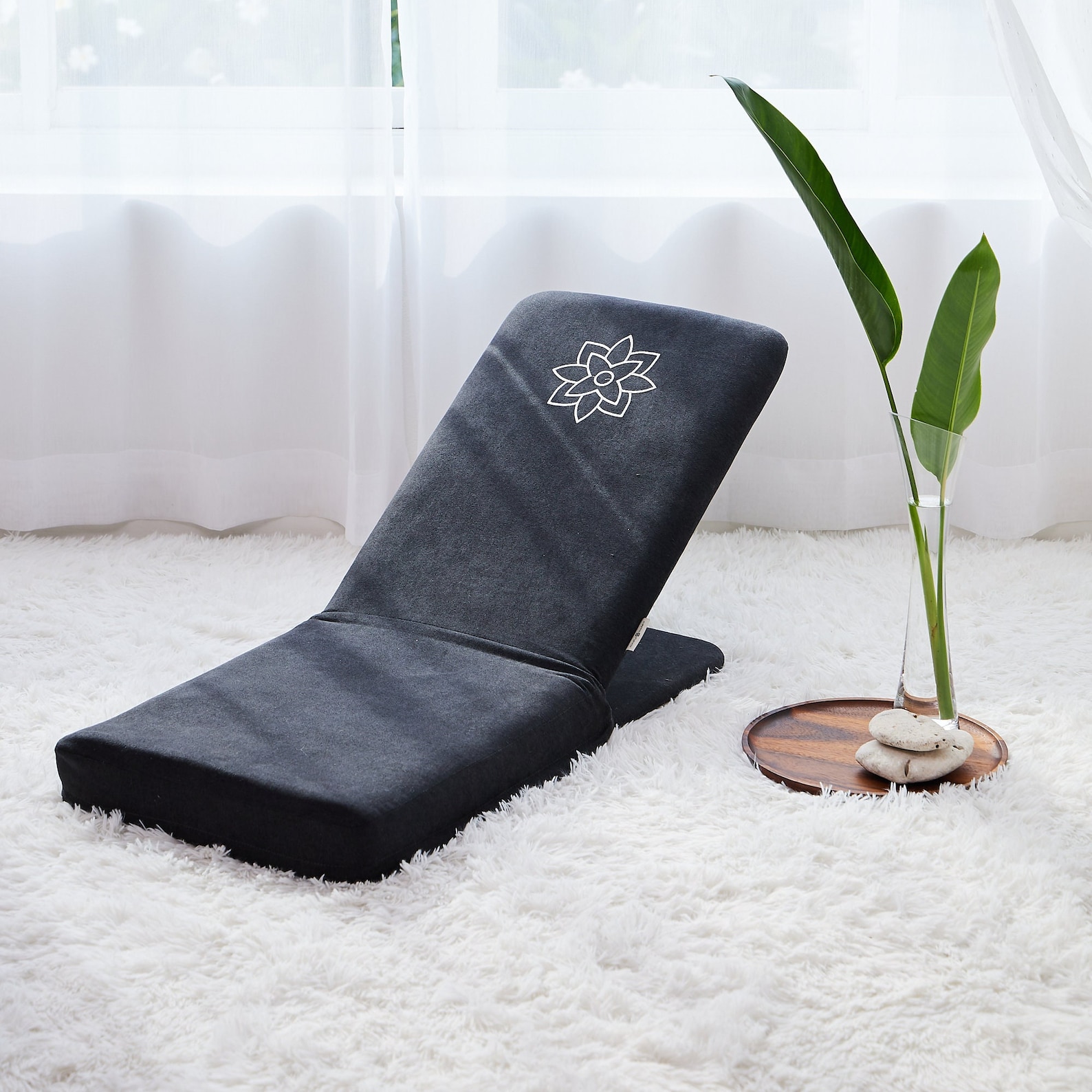 Black Folding Meditation Chair Meditation Cushion With Back Etsy