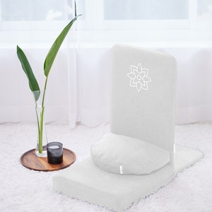 Black Folding Meditation Chair, Meditation Cushion with Back Support, Japanese Floor Chair, Floor Cushion, Zafu Pillow White