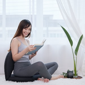 Black Small Floor Chair, Foldable Meditation Chair, Floor Cushion, Meditation Cushion with Back Support, Yoga Gifts image 4