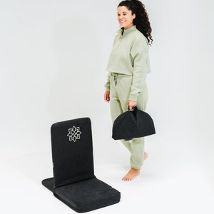 Black Folding Meditation Chair, Meditation Cushion with Back Support, Japanese Floor Chair, Floor Cushion, Zafu Pillow image 4