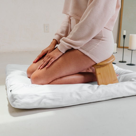 Padded Meditation Bench, Folding Seat With Cushion, Bamboo Seiza