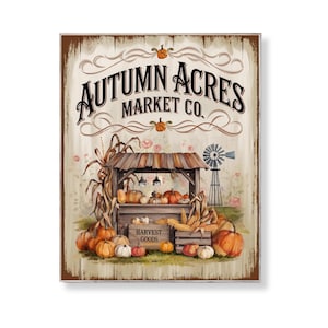 Fall Pumpkin Market Sign: Vintage Farmhouse Printable (8x10 Digital Download