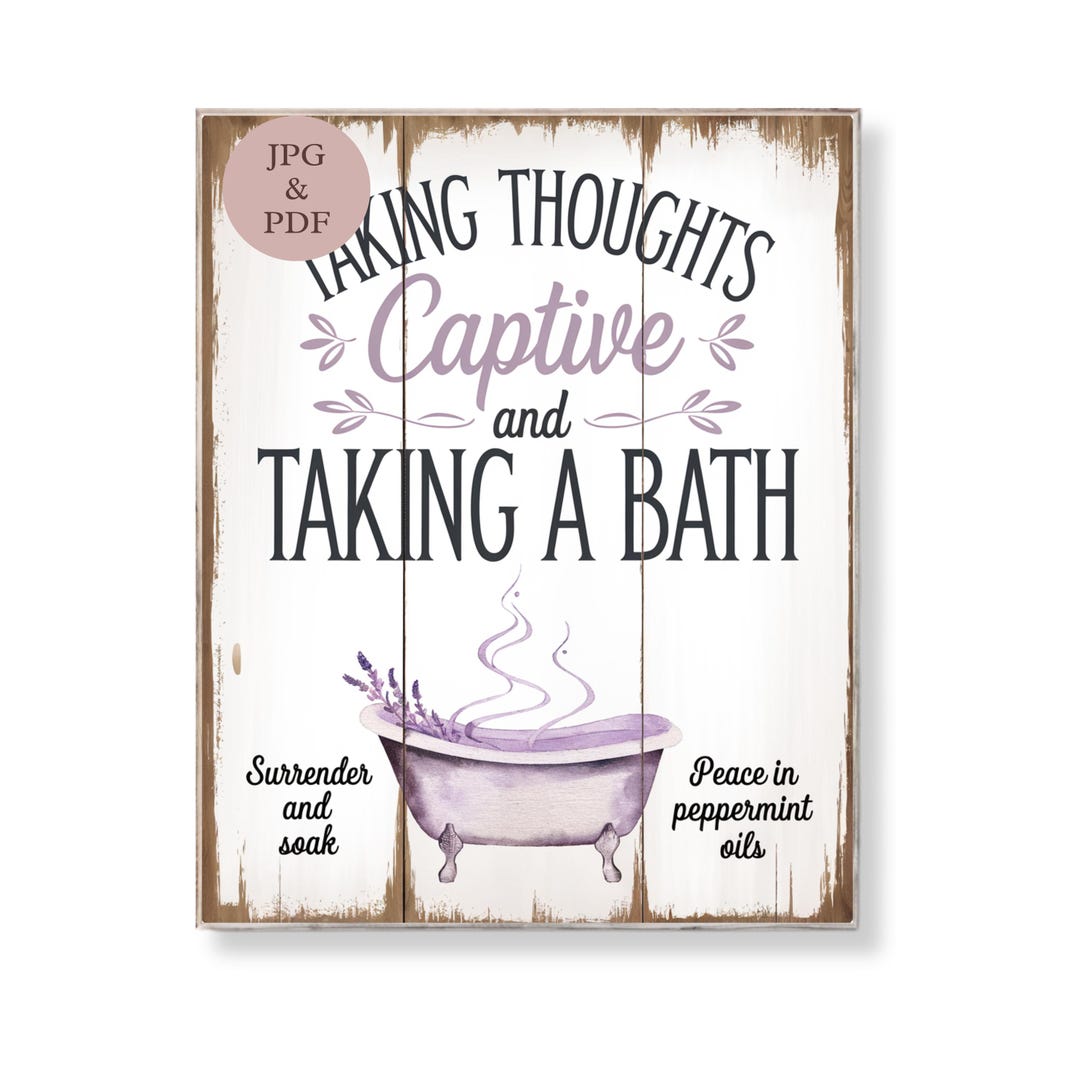 Taking Thoughts Captive Bath Sign Scripture Wall Art Christian Mental ...